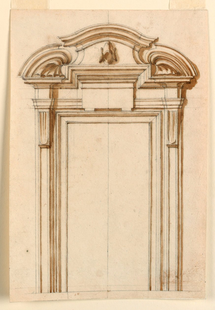 Kresba, průčelí dveřní skříně, 1750-75 od Filippo Marchionni