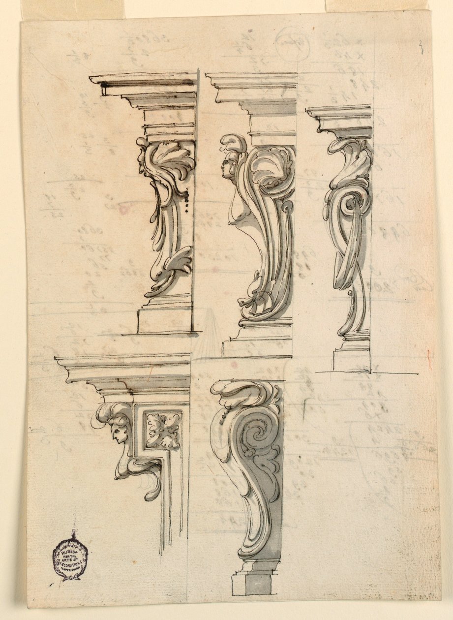Kresba, Pět rohových motivů, asi 1750 od Filippo Marchionni