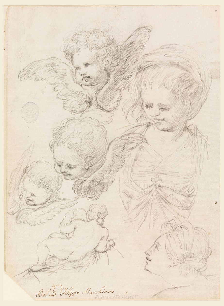 Kresba, Studie k náboženskému zobrazení, 1725-40 od Filippo Marchionni