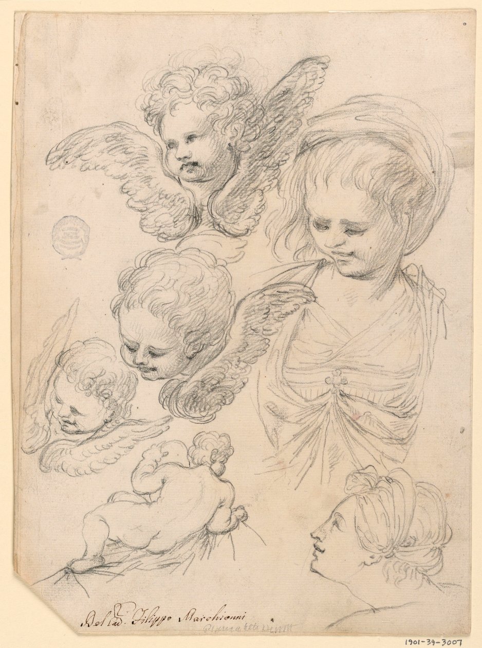 Kresba, Studie k náboženskému zobrazení, 1725-40 od Filippo Marchionni