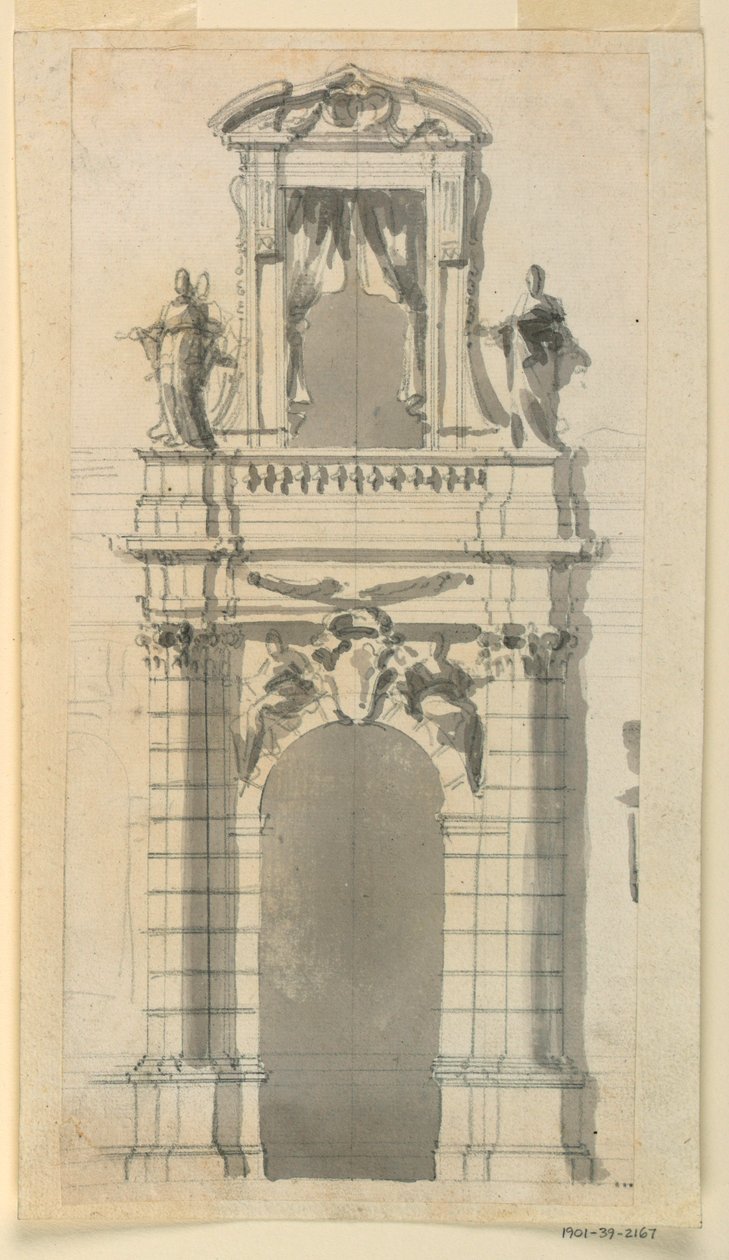 Kresba, Průčelí spodní střední části městského sídla, 1770-85 od Filippo Marchionni