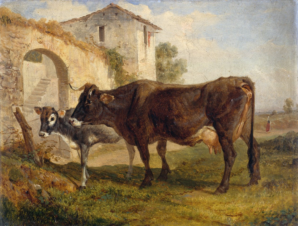Návrat z pastviny, Filippo Palizzi (1818-1899), olej na kartonu, 32x24 cm, Itálie od Filippo Palizzi