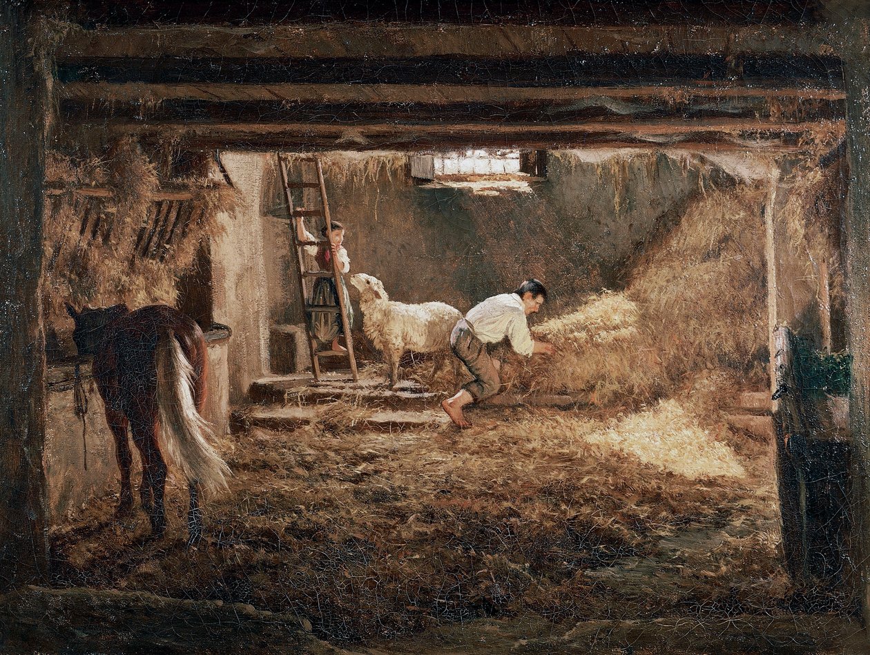 Pohled do interiéru stáje "", Malba, Filippo Palizzi (1818-1899) od Filippo Palizzi