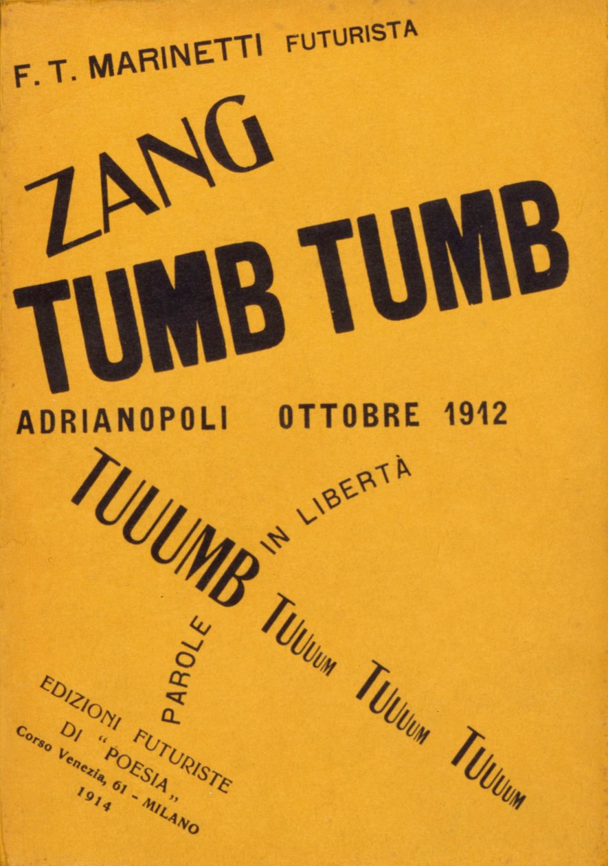 Obálka knihy Filippo Tommaso Marinetti ""Zang Tumb Tumb"" z roku 1912. soukromá sbírka Milán od Filippo Tommaso Emilio Marinetti
