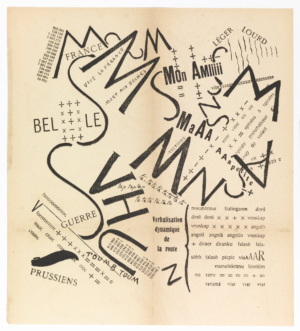 Čísla souhlásek slov ve Freedom. Futuristická slova, 1915. od Filippo Tommaso Marinetti