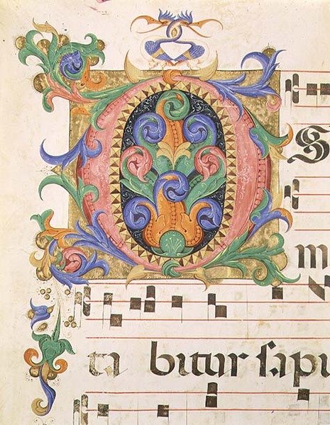 Misál 515 f.123r Iniciála 