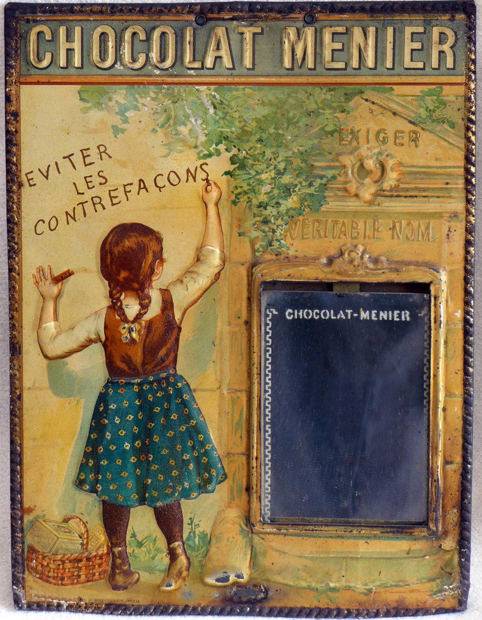 reklamní plaketa čokolády Menier, cca 1900 (smalt) od Firmin (after) Bouisset