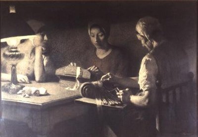 Krajkáři (uhlí a sépie) od Firmin Baes