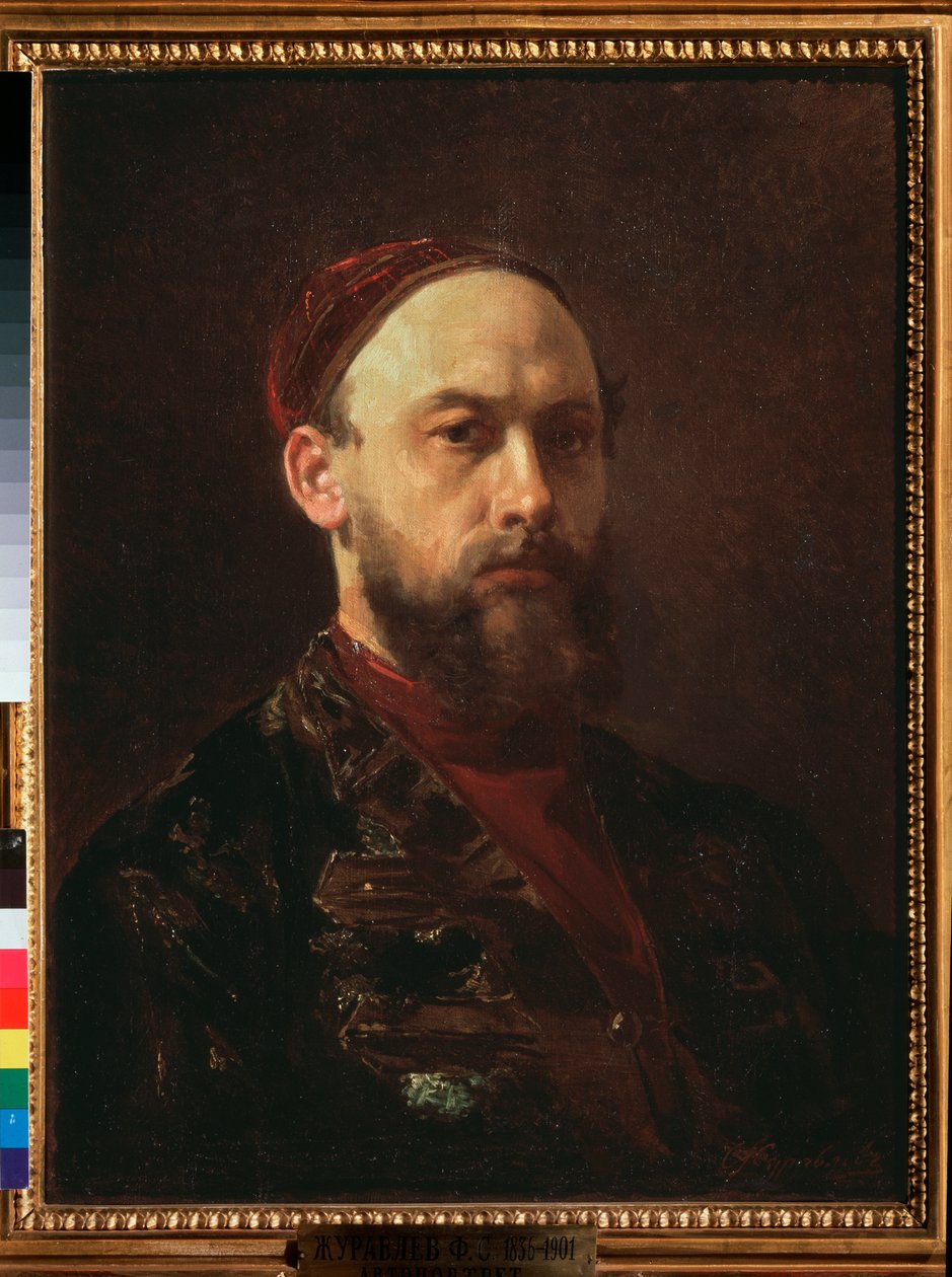 Autoportrét (Autoportrét) - obraz Firse Sergejeviče Zhuravleva (1836-1901), olej na plátně, ruské umění 19. století - Státní Treťjakovská galerie, Moskva od Firs Sergeevich Zhuravlev
