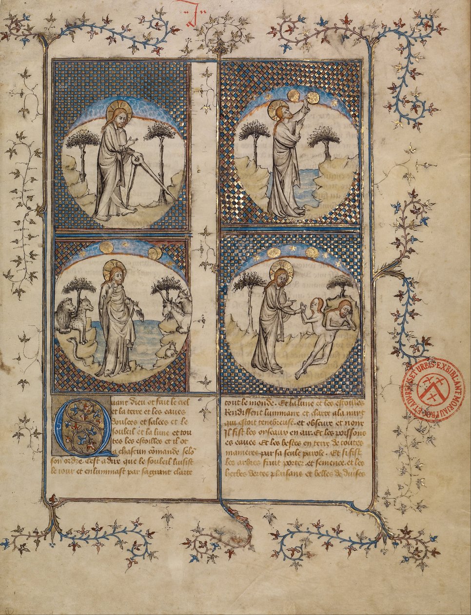 Scény ze stvoření od First Master of the Bible historiale of Jean de Berry