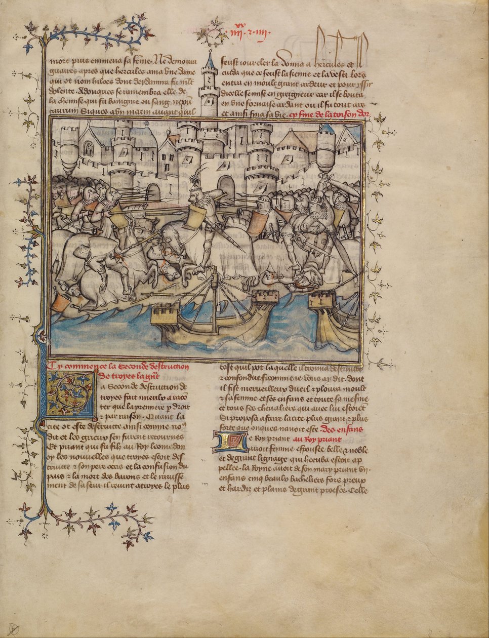 Bitva z trojské války od First Master of the Bible historiale of Jean de Berry