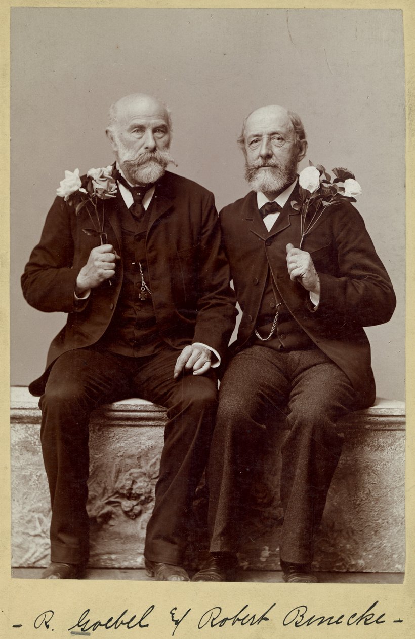 Rudolph Goebel (vlevo) a Robert Benecke, portrét k 60. narozeninám od Fitz Guerin