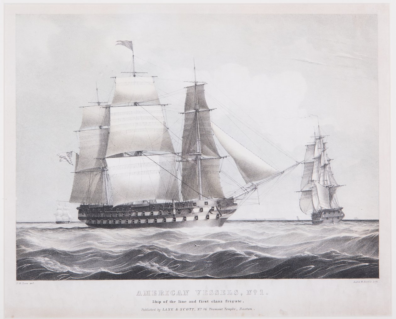 American Vessels No. 1, c.1845 (litho) od Fitz Henry (after) Lane