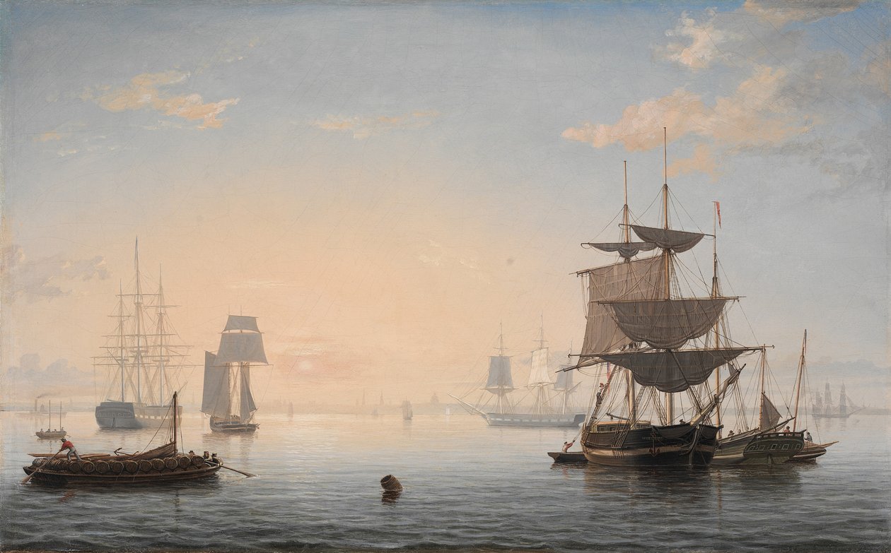Přístav Boston, s městem v dálce, c.1846-47 od Fitz Henry Lane