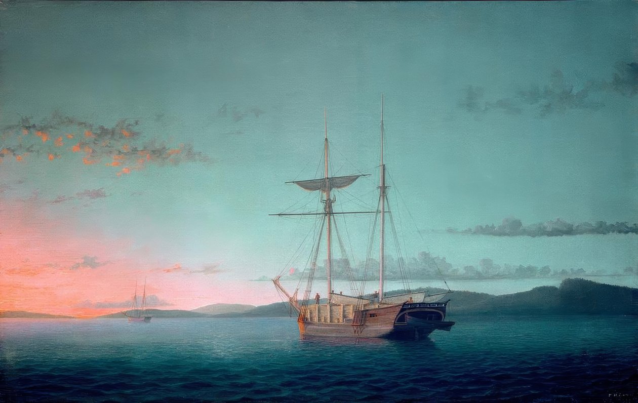 Lumber Škunery na večer na Penobscot Bay od Fitz Henry Lane