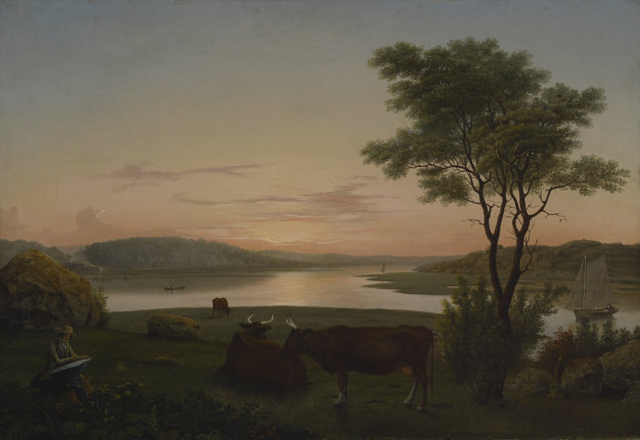New England Inlet s autoportrétem, 1848 od Fitz Henry Lane