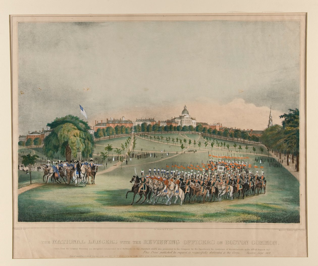 National Lancers s revizními úředníky na Boston Common od Fitz Henry Lane