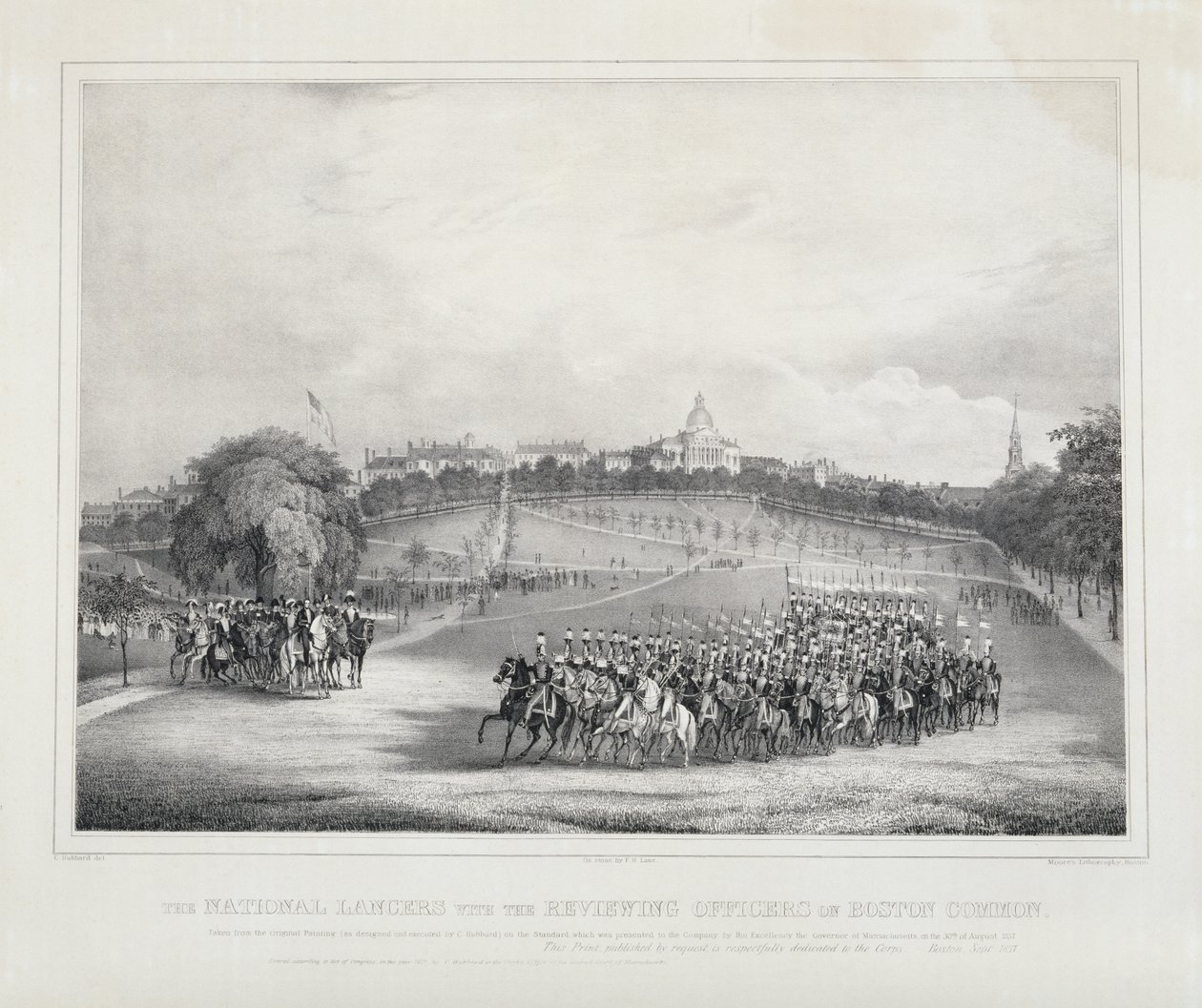 National Lancers s revizními úředníky na Boston Common od Fitz Henry Lane