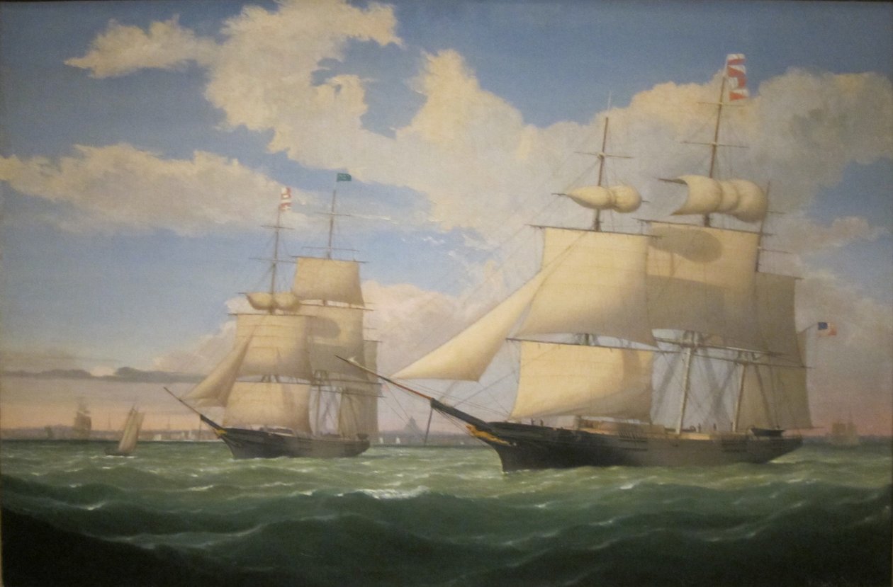 Lodě "Winged Arrow" a "Southern Cross" v bostonském přístavu od Fitz Henry Lane