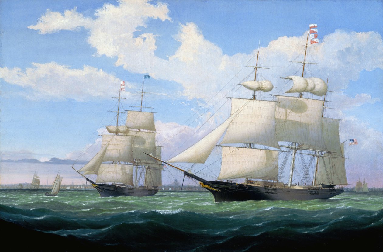 Lodě „Winged Arrow“ a „Southern Cross“ v bostonském přístavu od Fitz Henry Lane