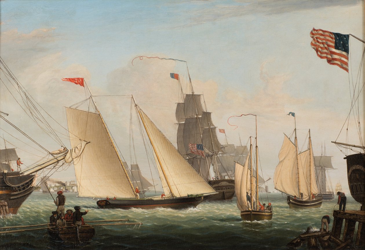 Yacht Northern Light v Boston Harbor, 1845 od Fitz Henry Lane