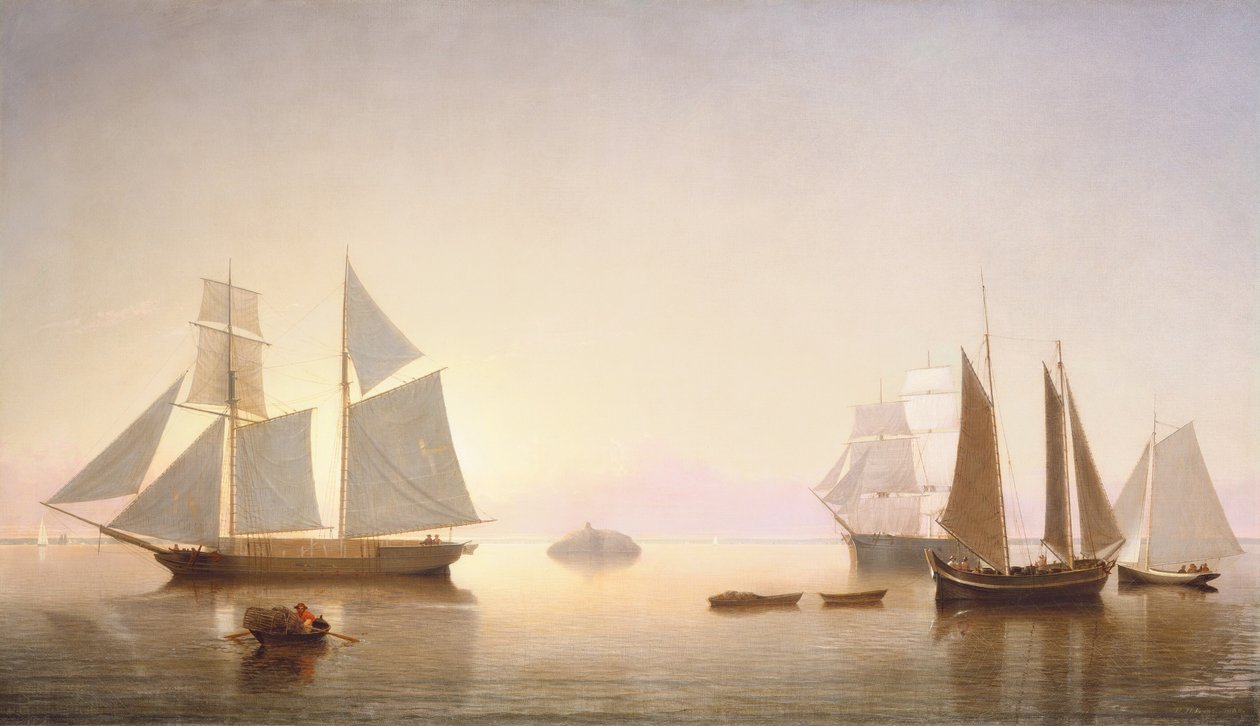 Becalmed off Halfway Rock, 1860. od Fitz Hugh Lane