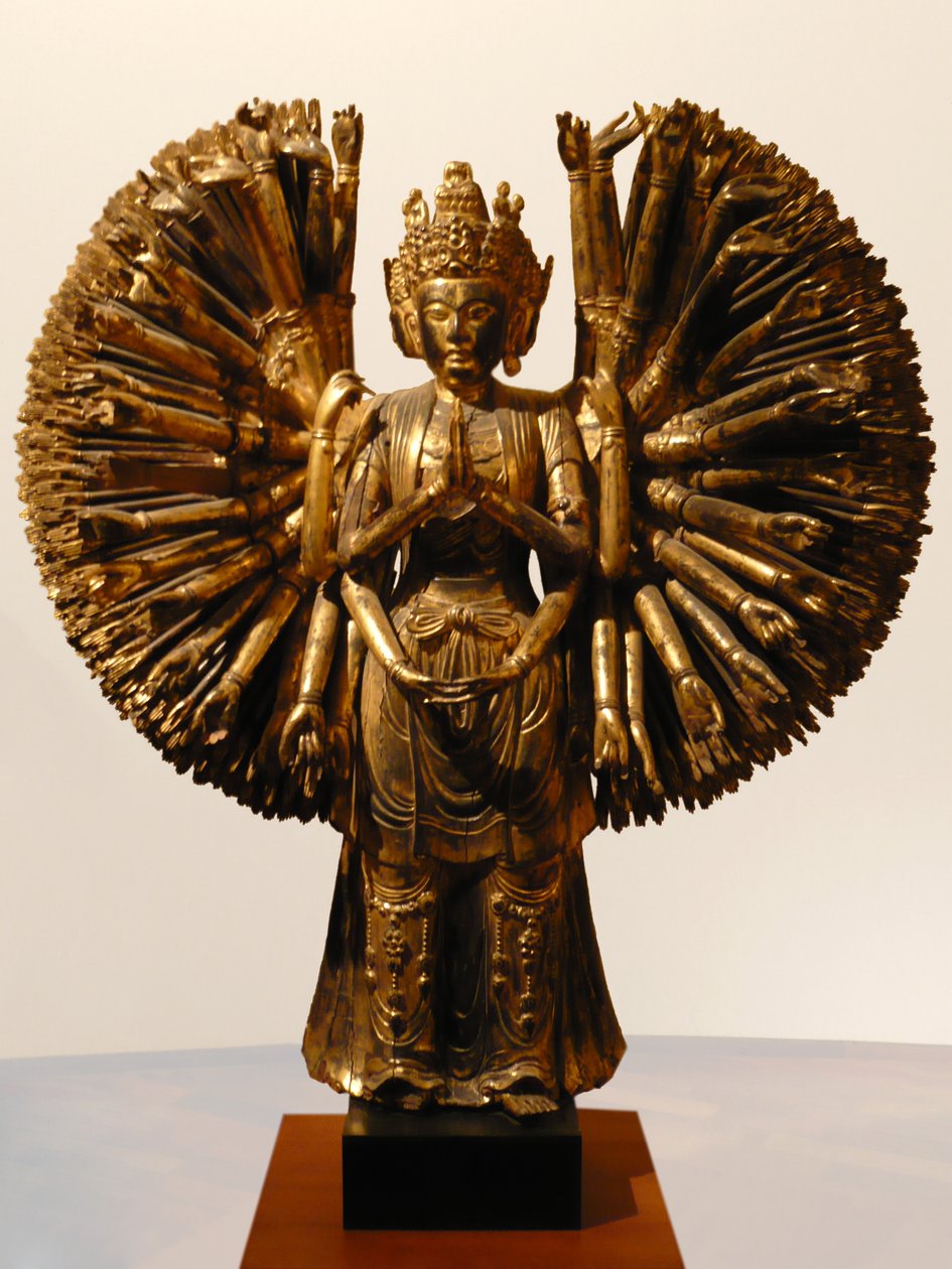 Bódhisattva Avalokiteshvara (Guanyin), Čína, Pět dynastií, 907-960 (lesk a zlaté dřevo) od Five Dynasties Chinese School