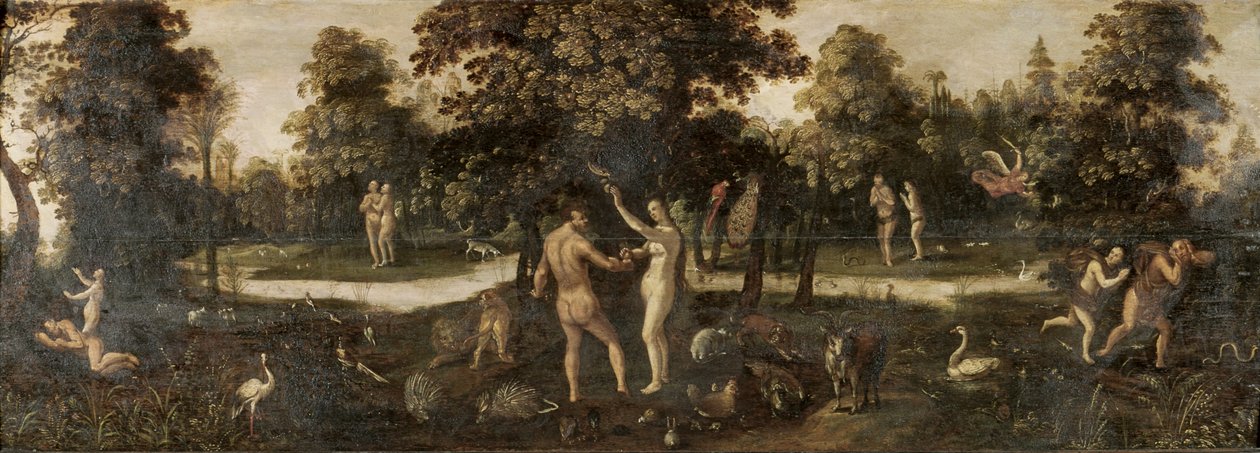 Adam a Eva vyhnáni z ráje od Flemish School