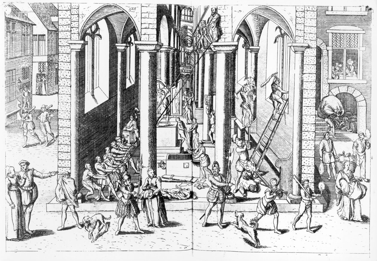 Kalvinisté ničící sochy v katolických kostelech, 1566 od Flemish School
