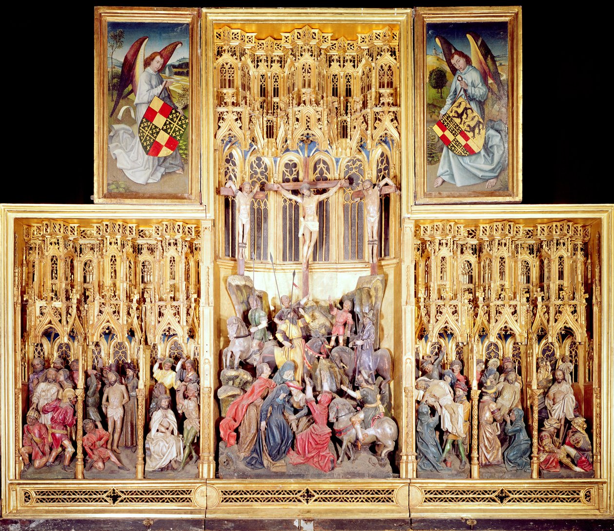 Střední část oltáře Ambierle, 1460-66 (zlacené a malované ořechové dřevo) od Flemish School
