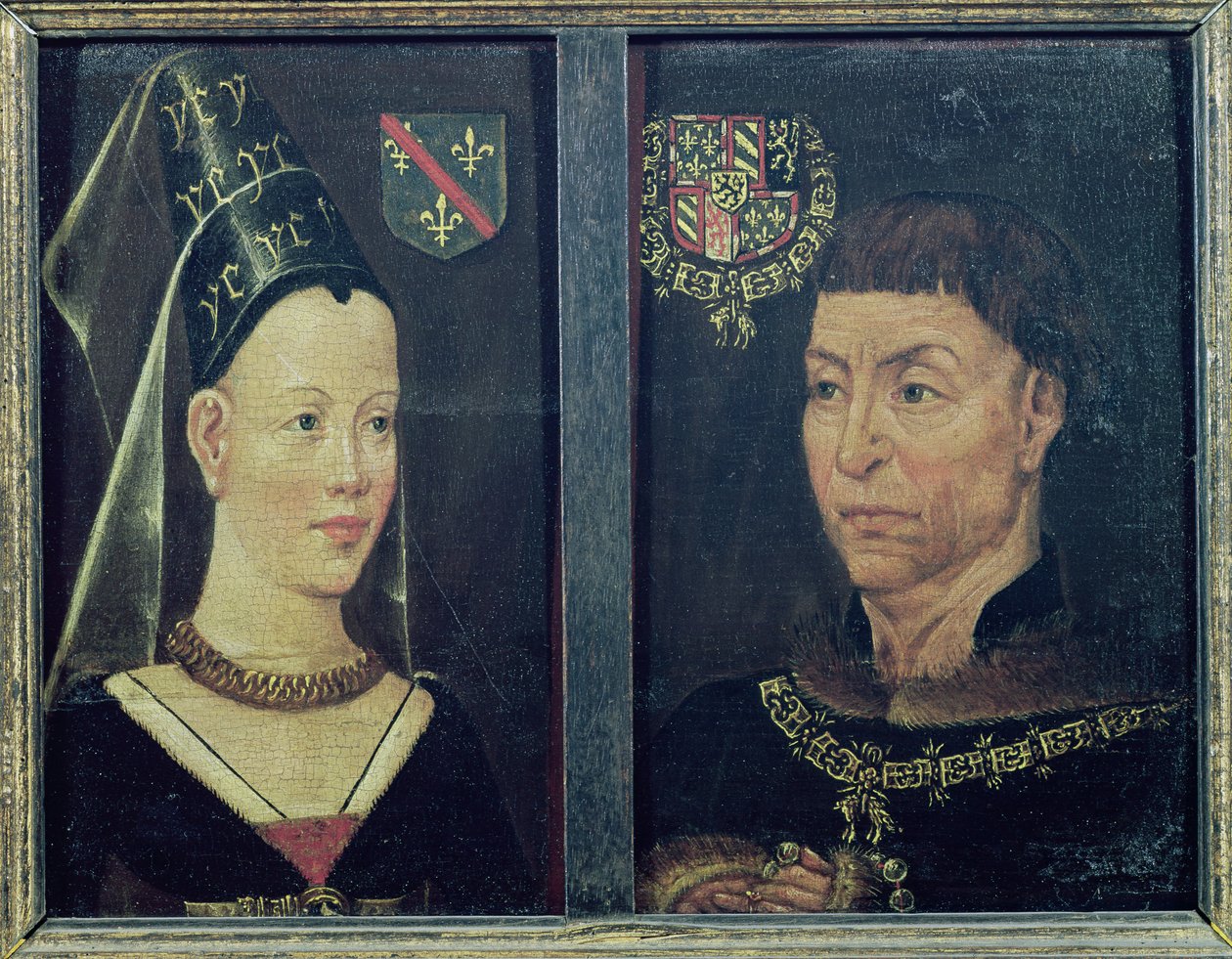Dvojportrét Karla le Temeraire (1433-82), vévody burgundského, a jeho manželky Isabely de Bourbon (1436-65) od Flemish School