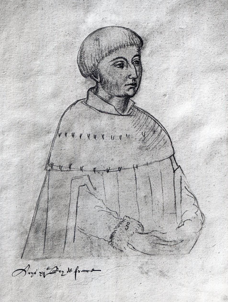 Ms 266 f.3 Portrét Ludvíka XI. (1423-83) z 