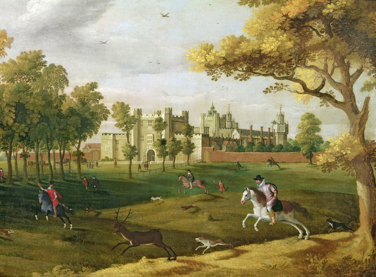 Palác Nonsuch v době krále Jakuba I., počátek 17. století (detail 65995) od Flemish School