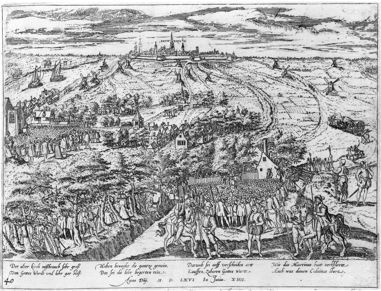 Setkání protestantů pod širým nebem kolem Antverp, 1576 od Flemish School
