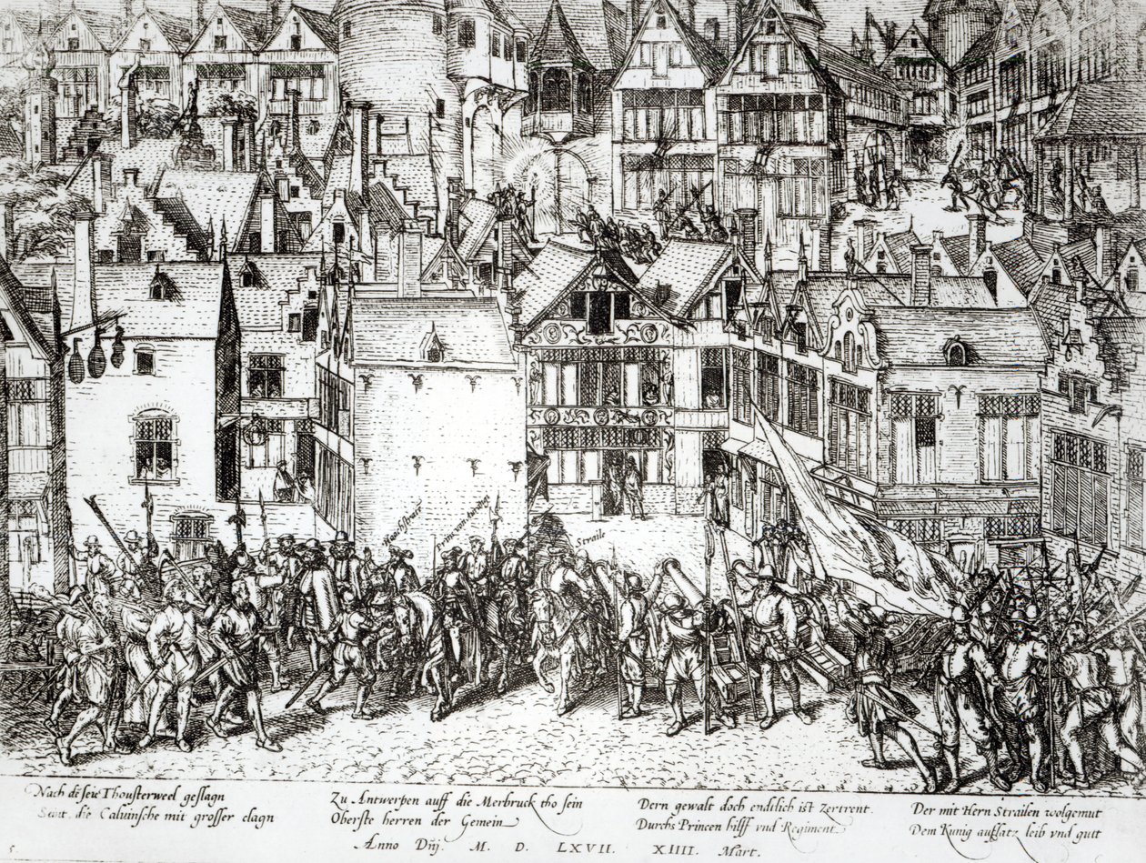 Princ Oranžský (1533-84) uklidňující kalvinisty, 14. března 1567 od Flemish School