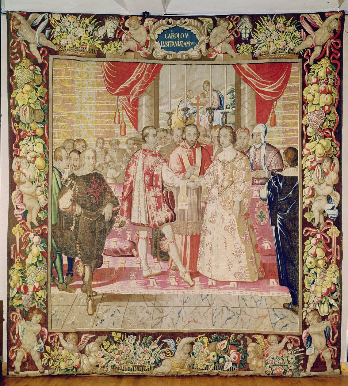 Gobelín Karla V. zobrazující svatbu Karla V. s Isabellou Portugalskou v roce 1526, Bruggy, cca 1630-40 (tapisérie) od Flemish School