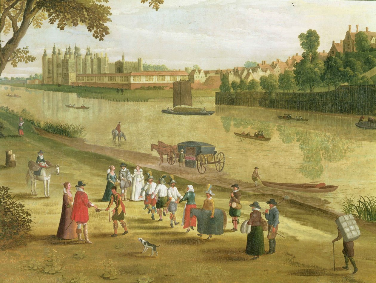 Temže v Richmondu, se Starým královským palácem, kolem roku 1620 (detail) (viz také 65997) od Flemish School