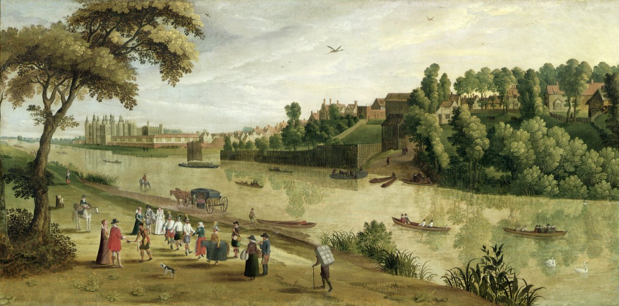 Temže v Richmondu, se starým královským palácem, c.1620 od Flemish School