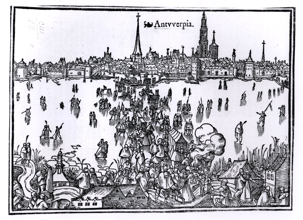 Pohled na Antverpy od Flemish School