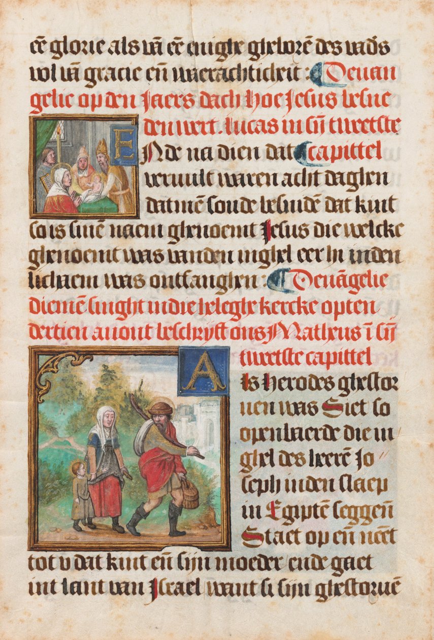 Rukopisný list z knihy hodin od Flemish 15th Century