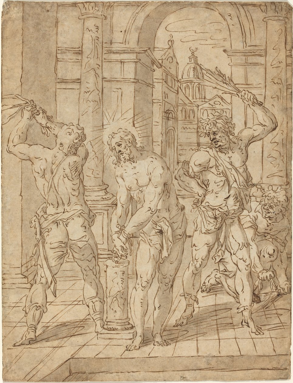 Bičování Krista od Flemish 17th Century after Hendrik de Clerck