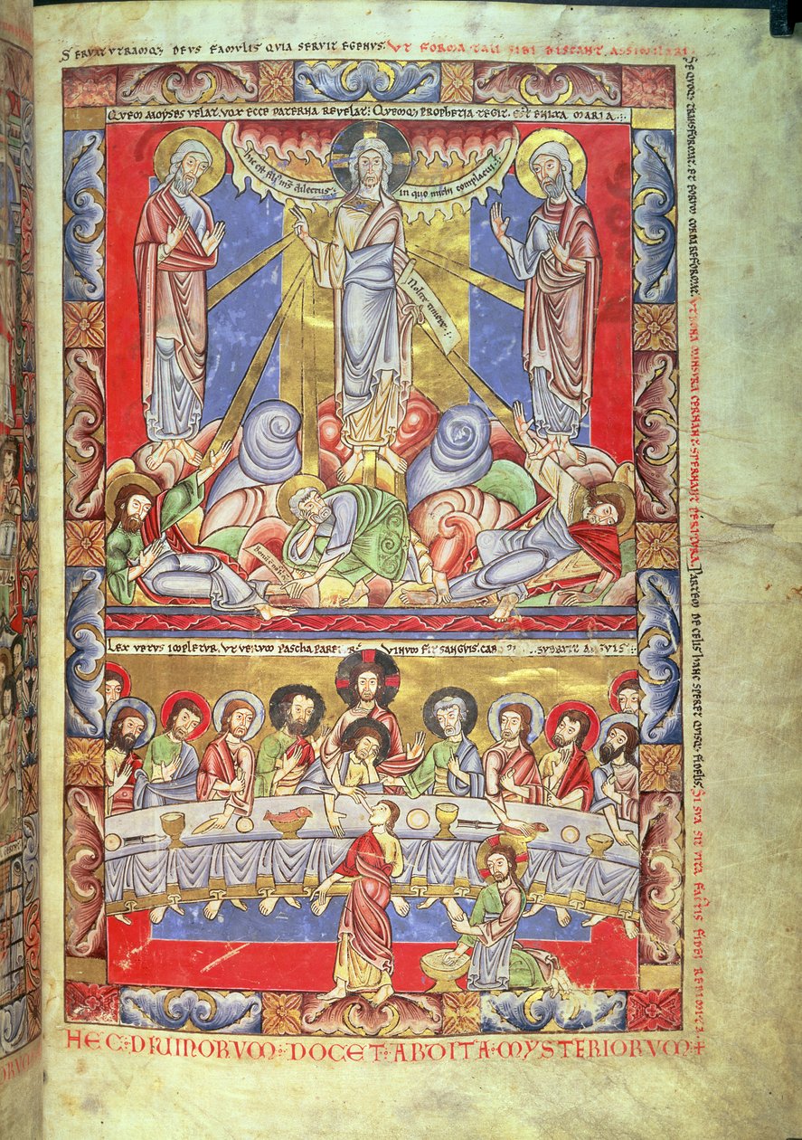 Přidejte 17738 svazek II f.4 Proměnění, poslední večeře, z Bible Floreffe, kolem 1156 (vellum) od Flemish School