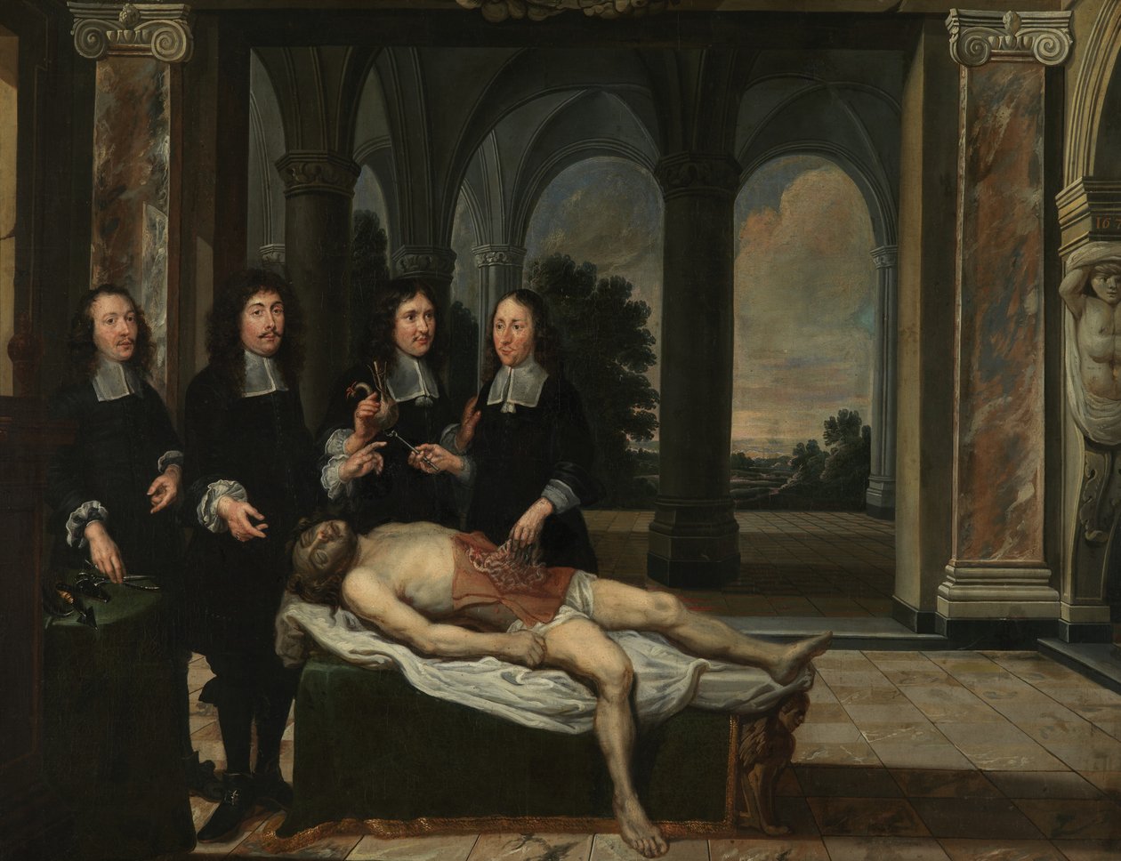 Lekce anatomie (olej na plátně) od Flemish School