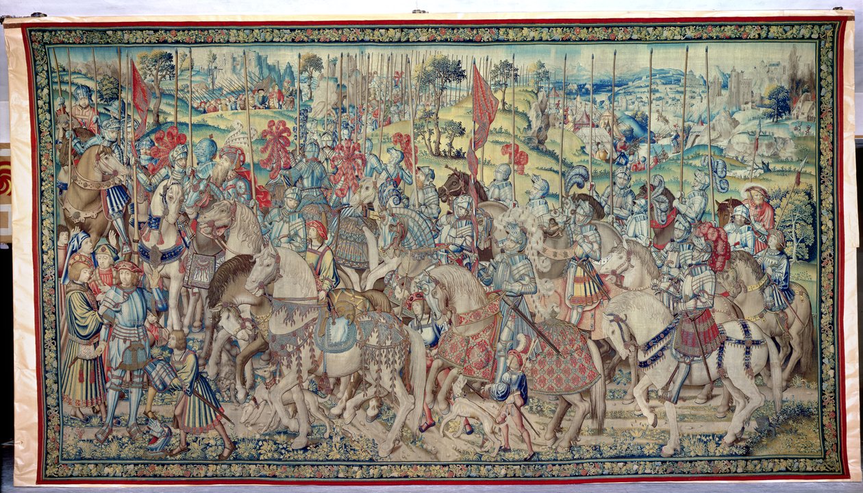 Shromažďování jezdců, z tapisérie Davida a Batsheby, kolem 1510-15 (viz také 182422) od Flemish School