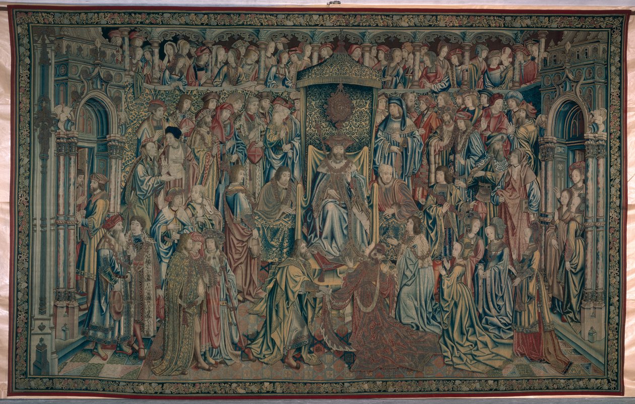 Bathsheba Welcome at Court, Tapiserie Davida a Batsheby, kolem 1510-15 od Flemish School