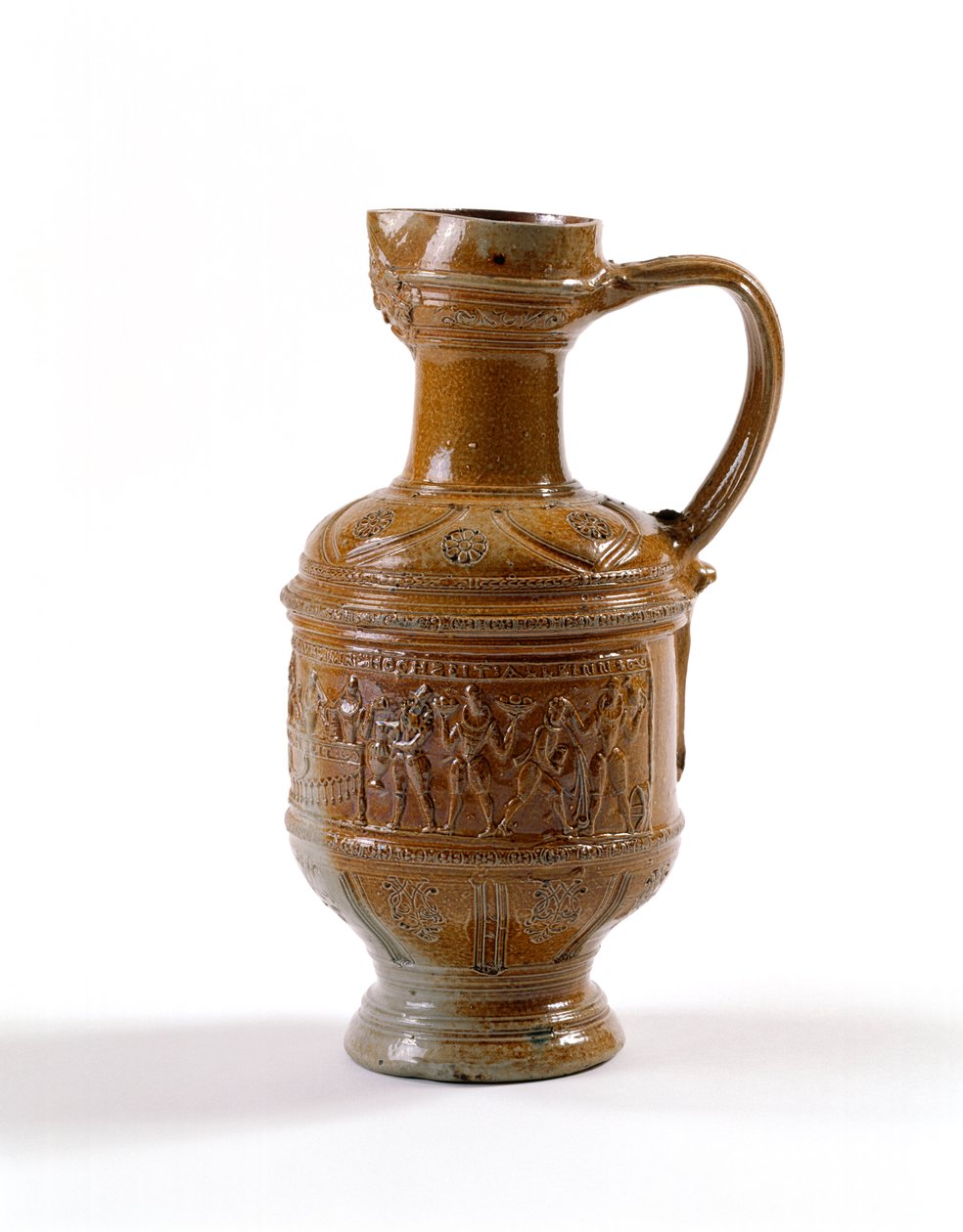 Džbán na pivo, vyrobený v Raeren, Belgie, kolem 1580-1600 (slaná glazovaná kamenina) od Flemish School