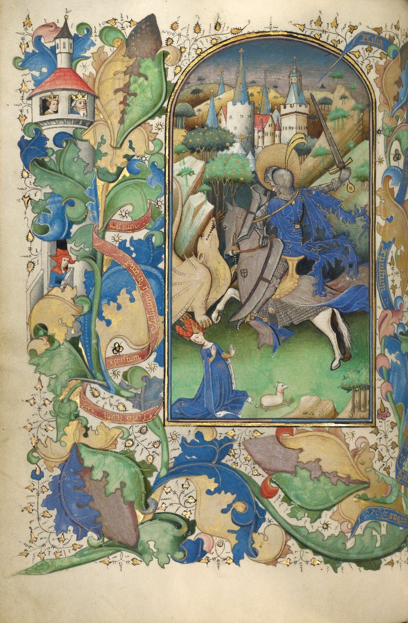 Kniha hodin, 1450-55 (tempera, plátkové zlato a inkoust na pergamenu) od Flemish School