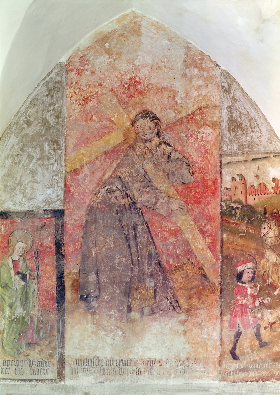 Kristus nesoucí kříž, nástěnná malba v kryptě, asi 1480-1540 od Flemish School