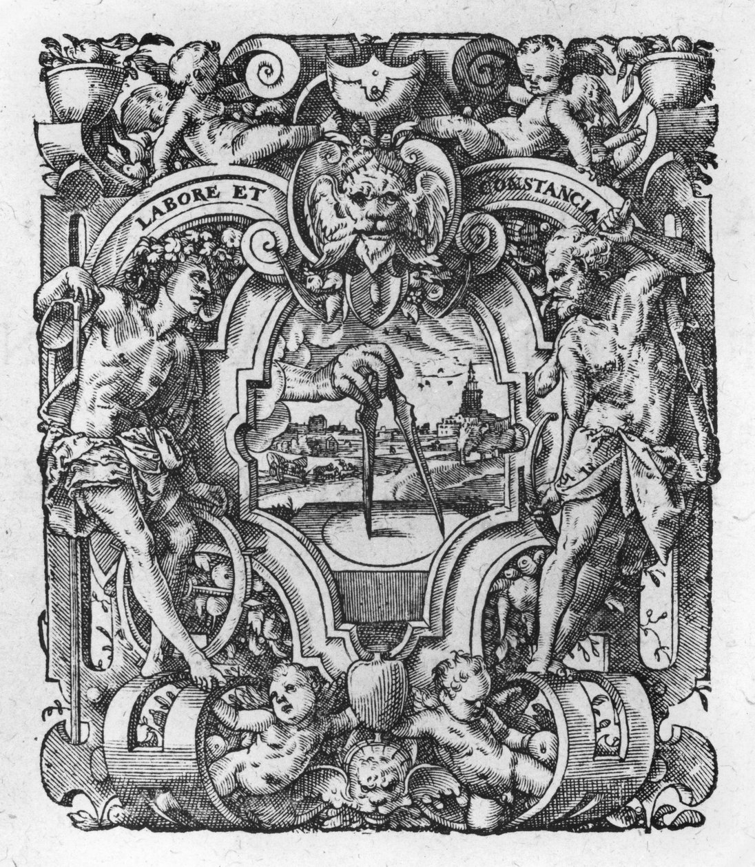 Tisková značka Christophe Plantins, ilustrace z Works by Tacit, 1607 od Flemish School