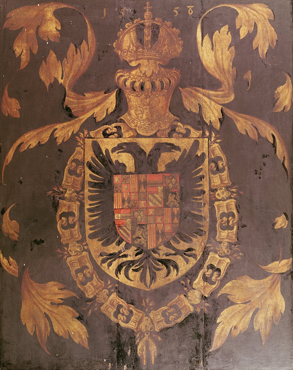Erb Karla V., císaře Svaté říše římské, 1558 (olej na panelu od Flemish School